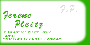 ferenc pleitz business card